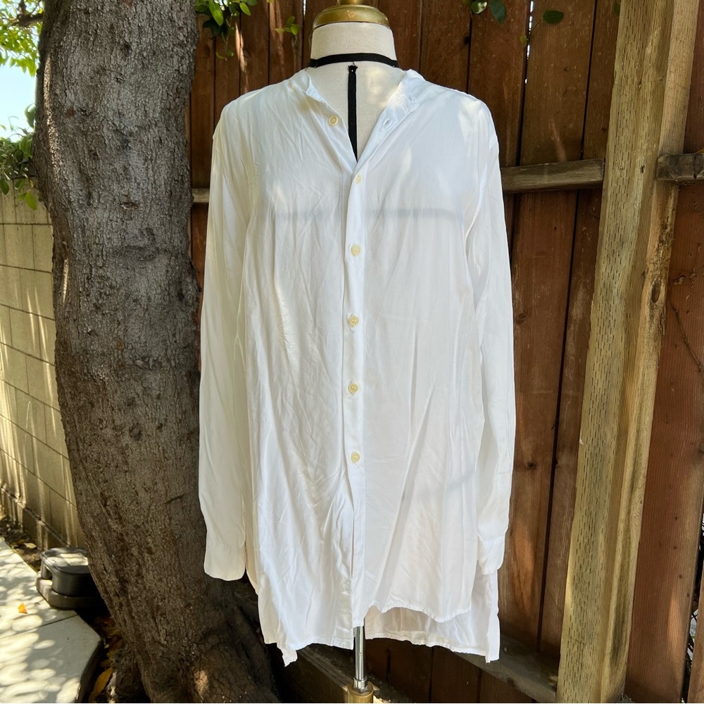 NWT CP Shades Malia - White Button Down Rayon Top - Small